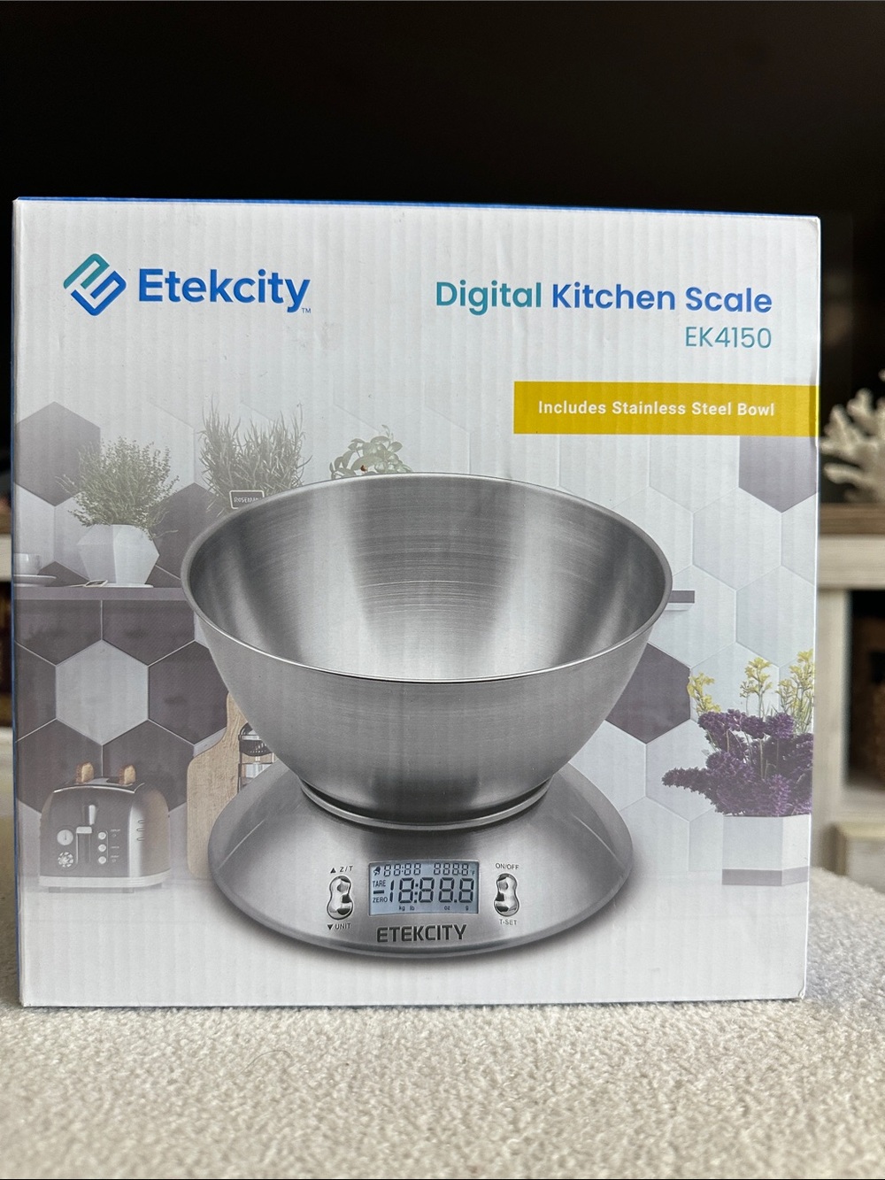 Etekcity Silver Digital Kitchen Scale with Stainless Steel Bowl